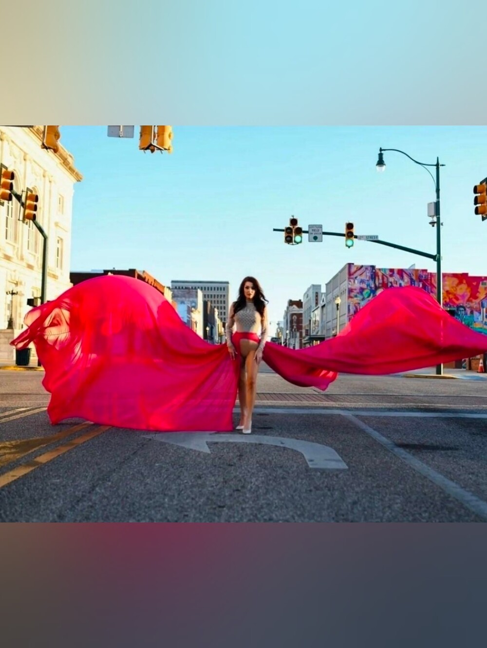 Coral Detachable Dramatic Train can Be Worn With Dress or Bodysuit
